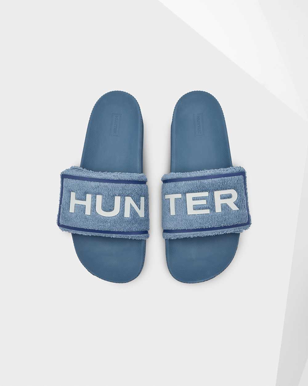 Ciabatte Hunter Original Terry Towelling Logo Adjustable Uomo - Blu | 799-681912 IT